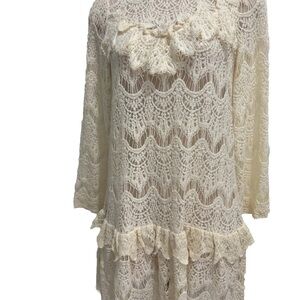 Zaquad Lace Off White Ivory Cream Short Lace Dress Size S WORN ONCE